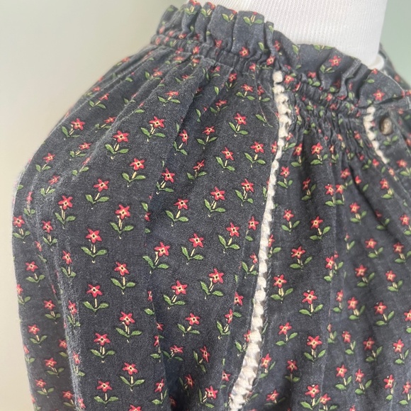 Sezane Black Cotton Floral Blouse, Button Down, Size 44/US 12 - Picture 4 of 8